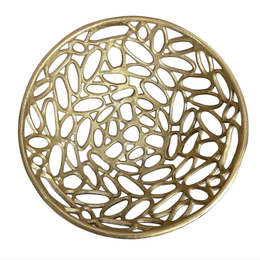 Decorative Contemporary Gold Painted Bowl Shiny Metallic Colored Bowl Home Decor - Picture 3 of 13